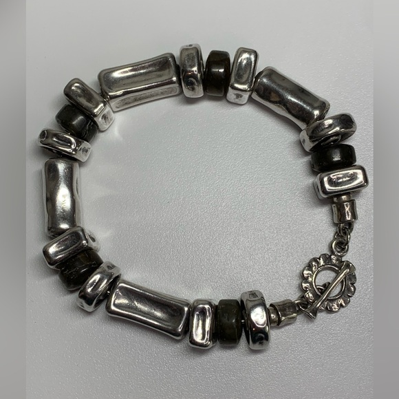 Silpada Vintage RARE Sterling Silver & Labradorite Toggle Clasp Bracelet - Picture 1 of 14